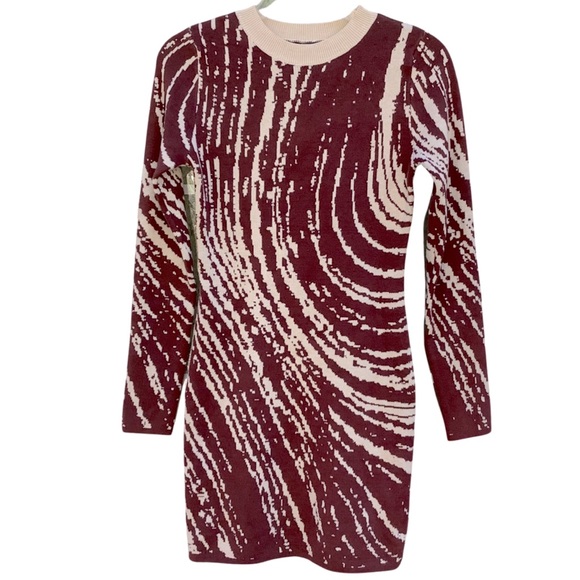 Blue Blush Abstract Zebra Print Bodycon Soft Knit Sweater Dress, … - Picture 2 of 9